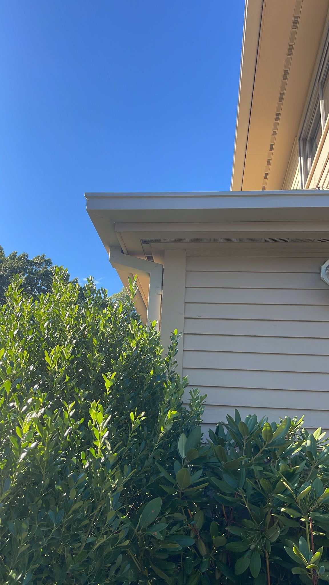 Clean gutter corner installation on home exterior